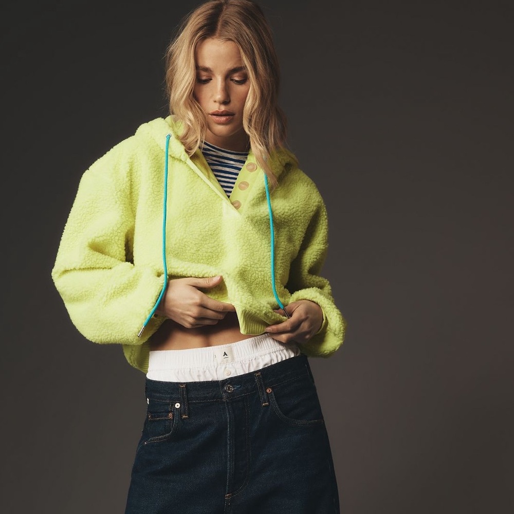 Anthropologie NWT vibrant fleece hoodie, Sz X-Sm, super fun! Crop style. - Picture 4 of 14